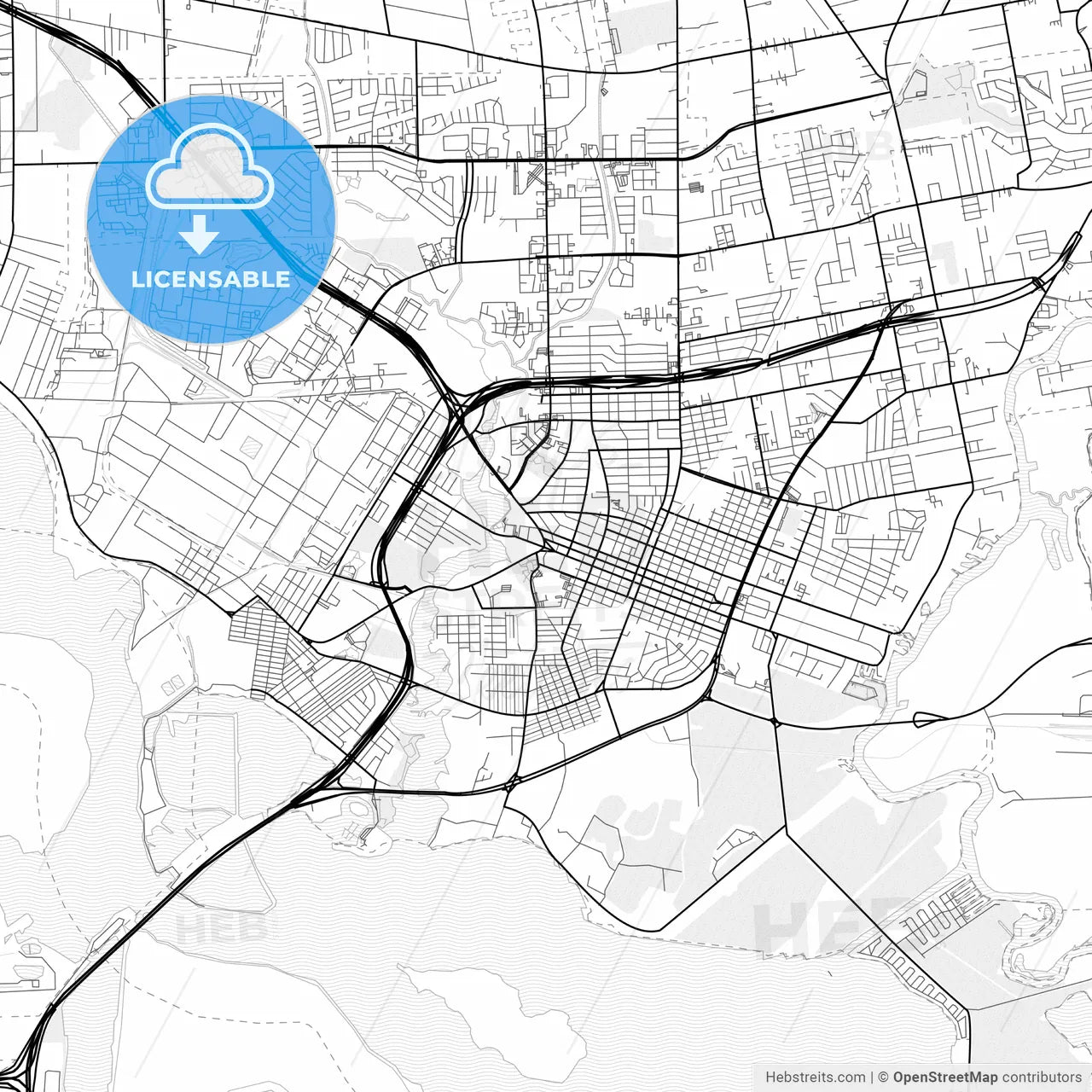 Vector PDF map of Baytown, Texas, United States