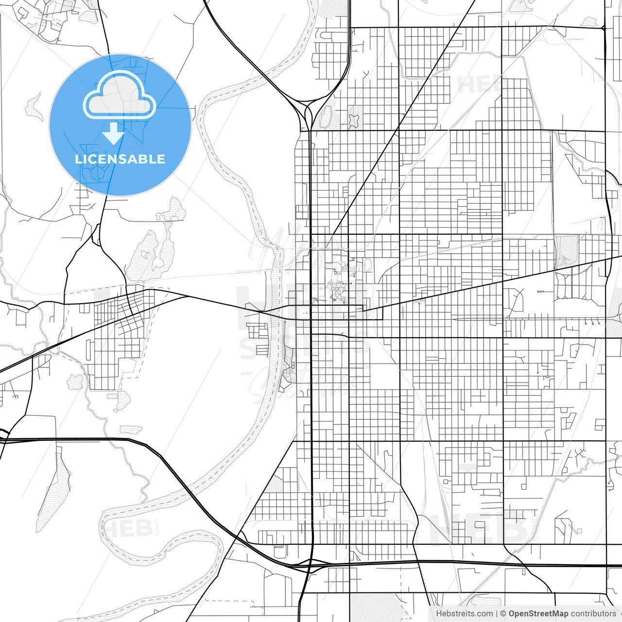 Vector PDF map of Terre Haute, Indiana, United States