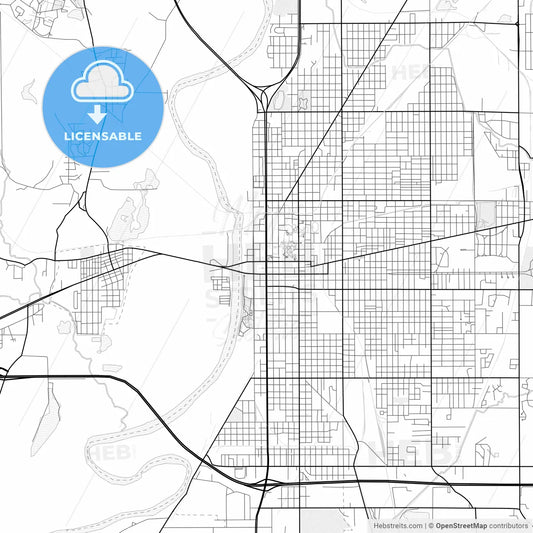 Vector PDF map of Terre Haute, Indiana, United States