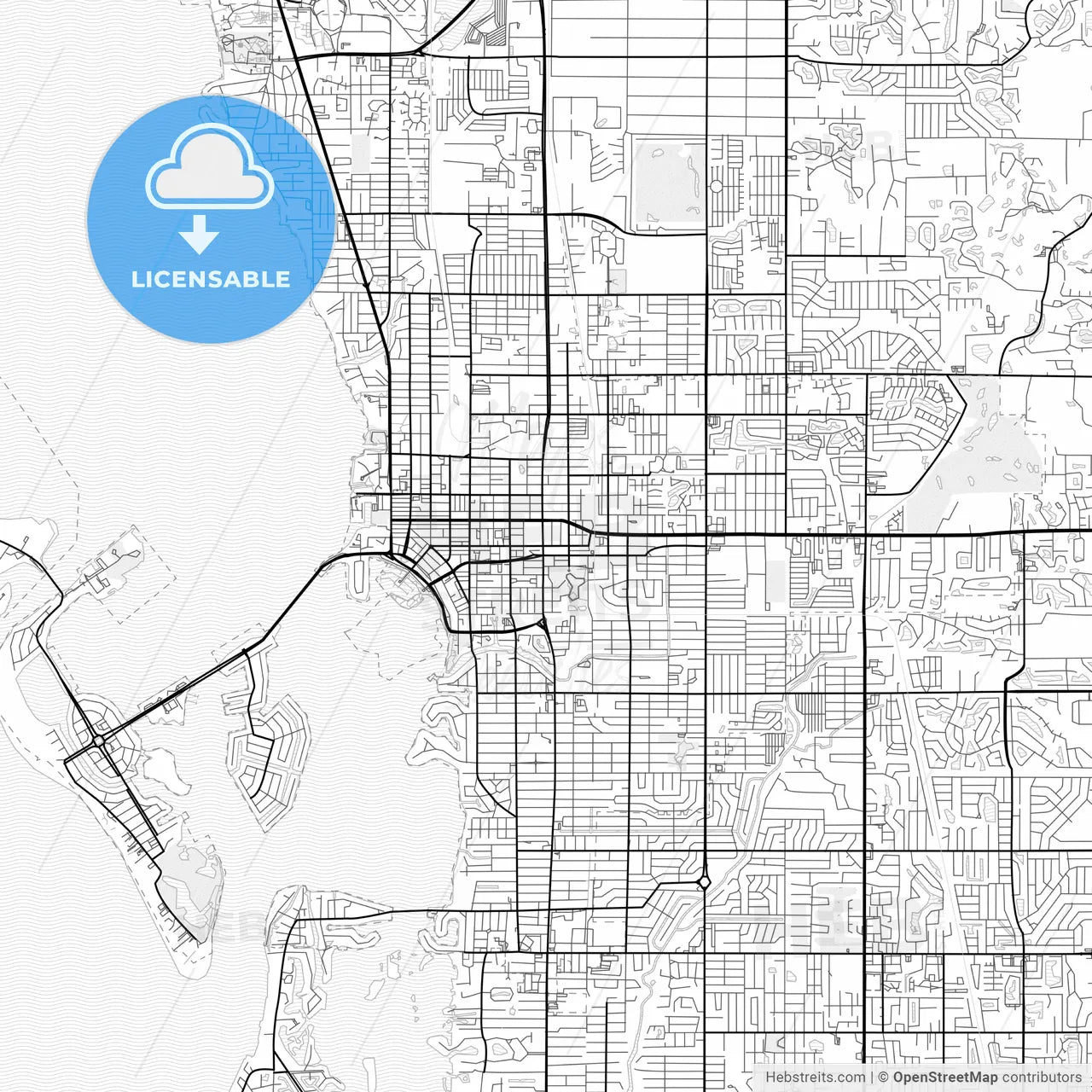Vector PDF map of Sarasota, Florida, United States