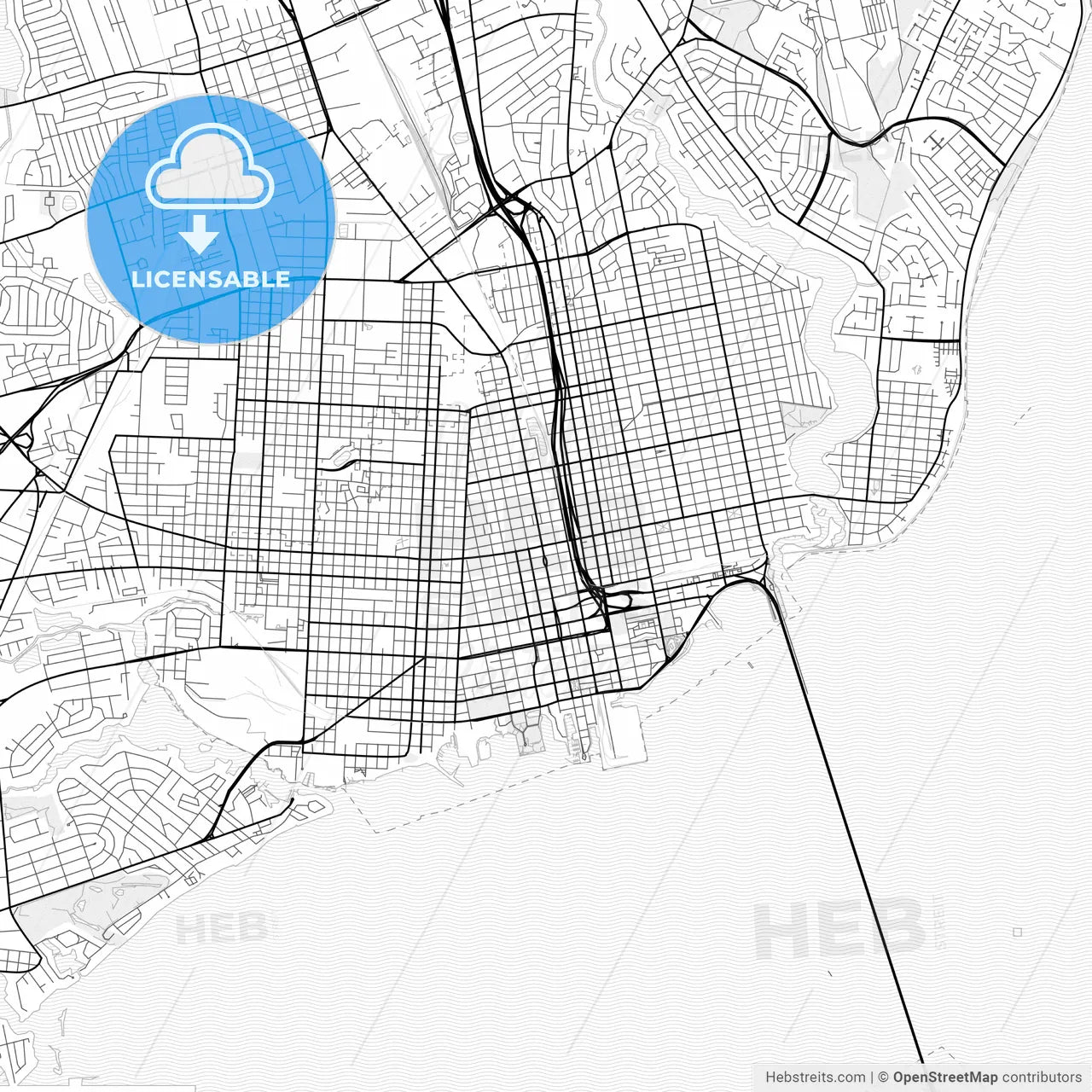 Vector PDF map of Pensacola, Florida, United States