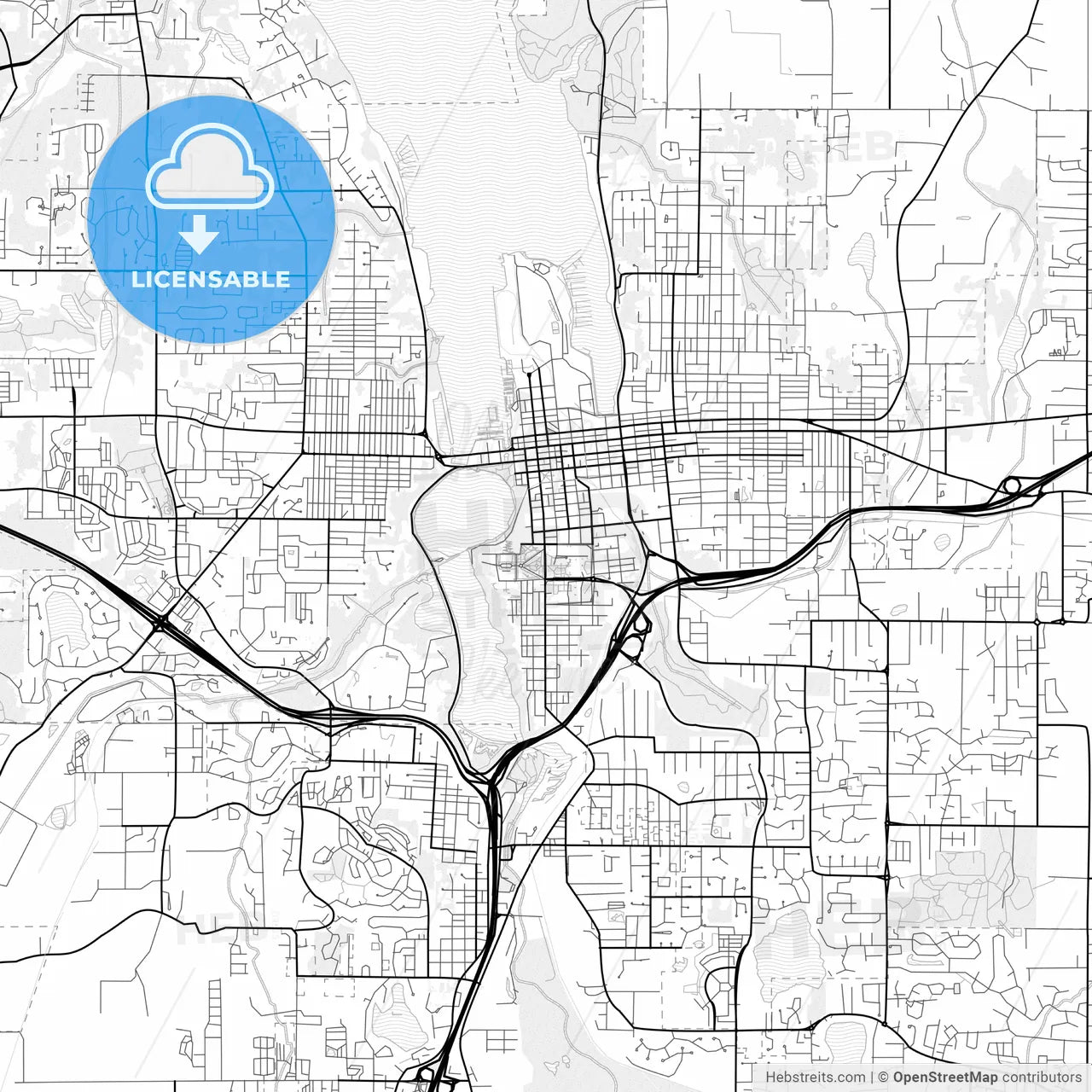 Vector PDF map of Olympia, Washington, United States