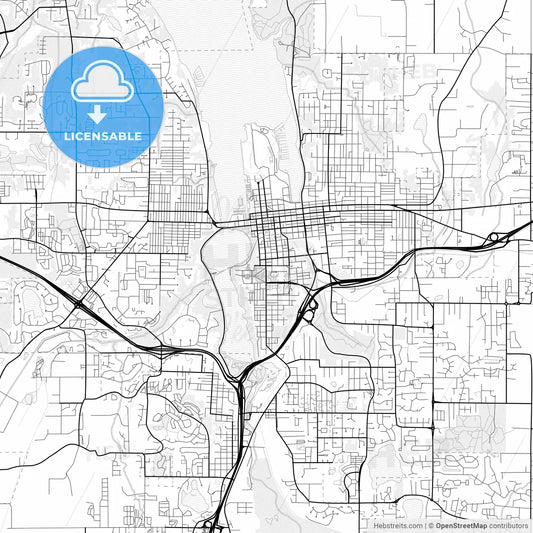 Vector PDF map of Olympia, Washington, United States
