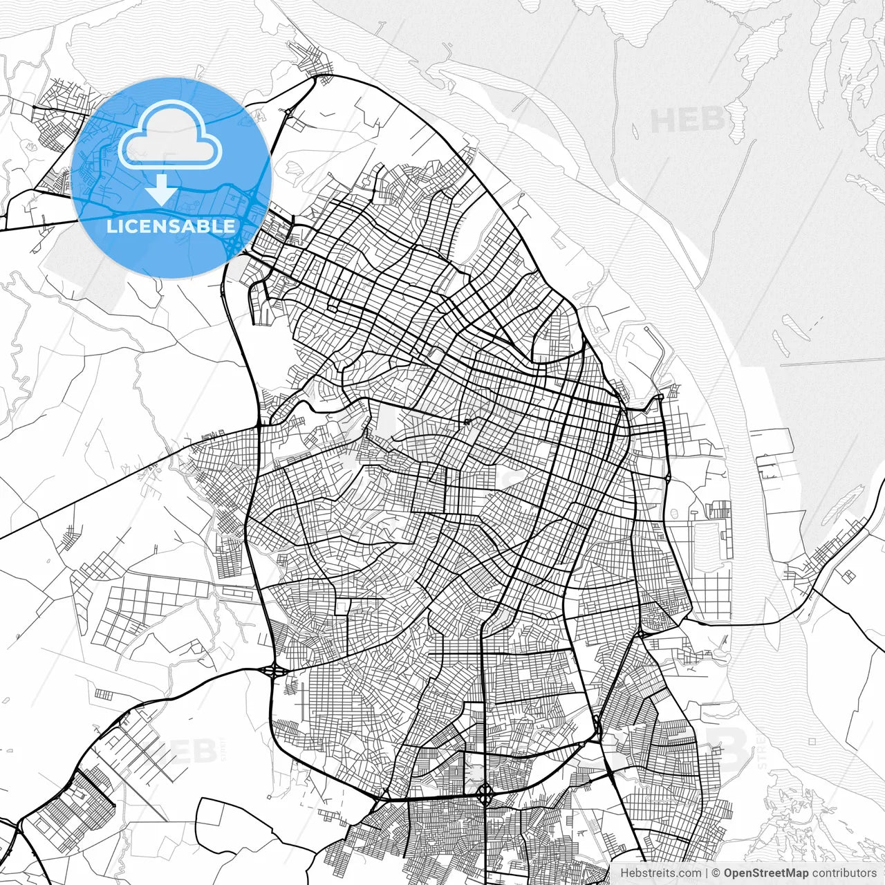 Vector PDF map of Barranquilla, Colombia