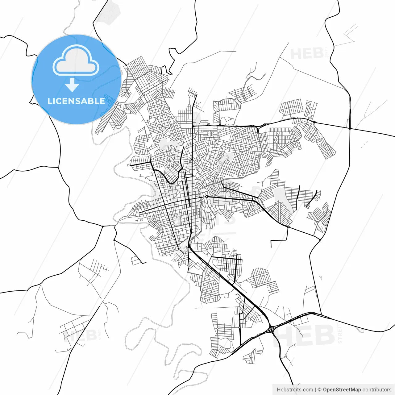 Vector PDF map of Patos de Minas, Brazil