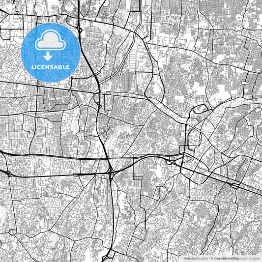Vector PDF map of Bekasi, Indonesia