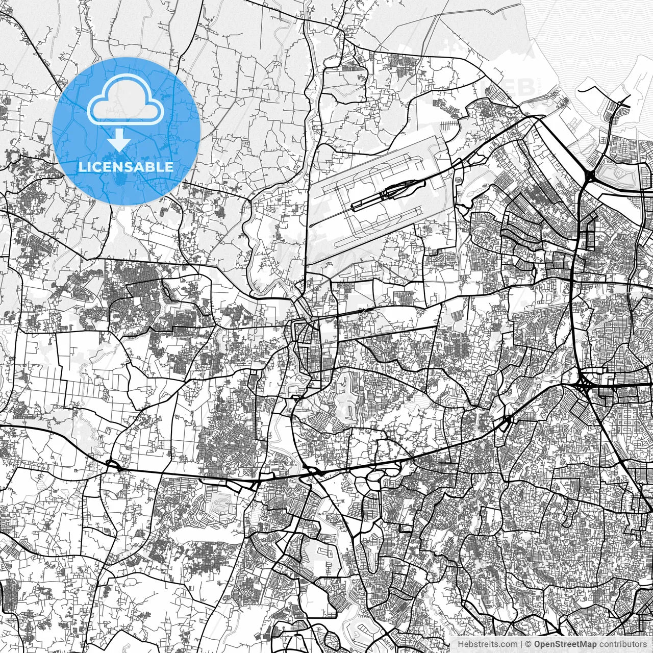 Vector PDF map of Tangerang, Indonesia