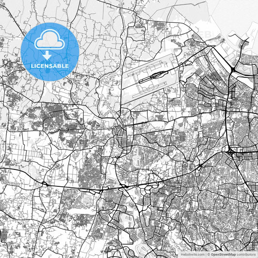 Vector PDF map of Tangerang, Indonesia
