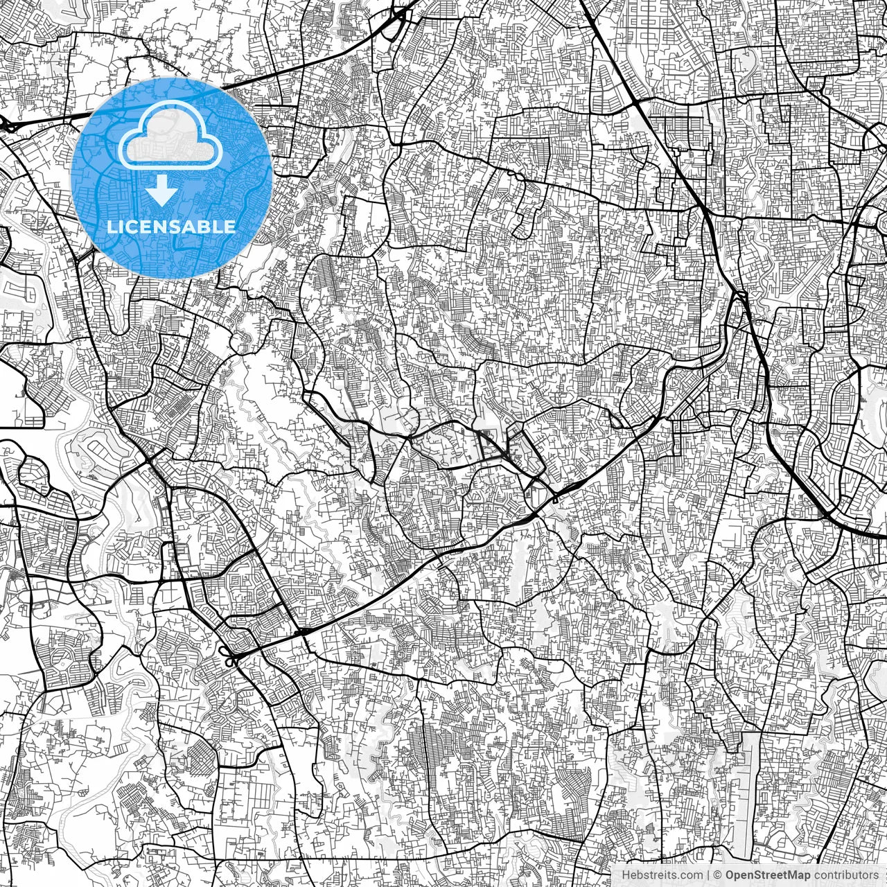 Vector PDF map of South Tangerang, Indonesia