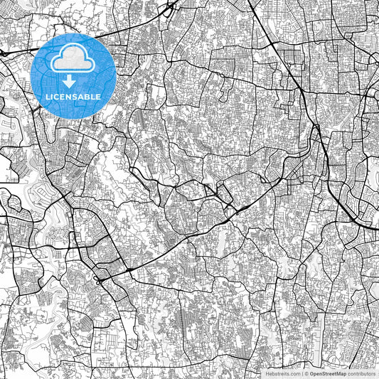 Vector PDF map of South Tangerang, Indonesia