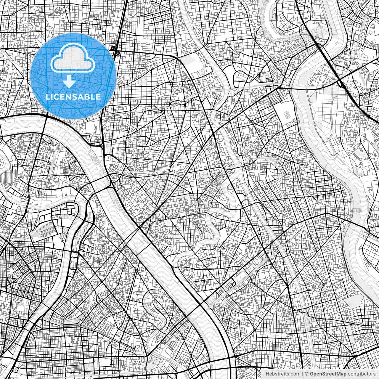Vector PDF map of Katsushika, Japan