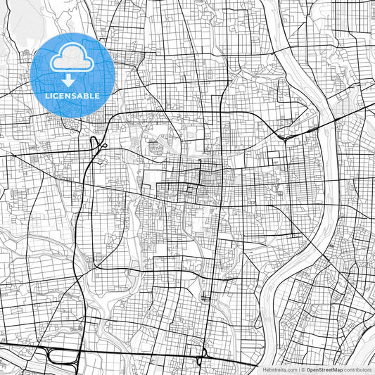 Vector PDF map of Ōgaki, Japan