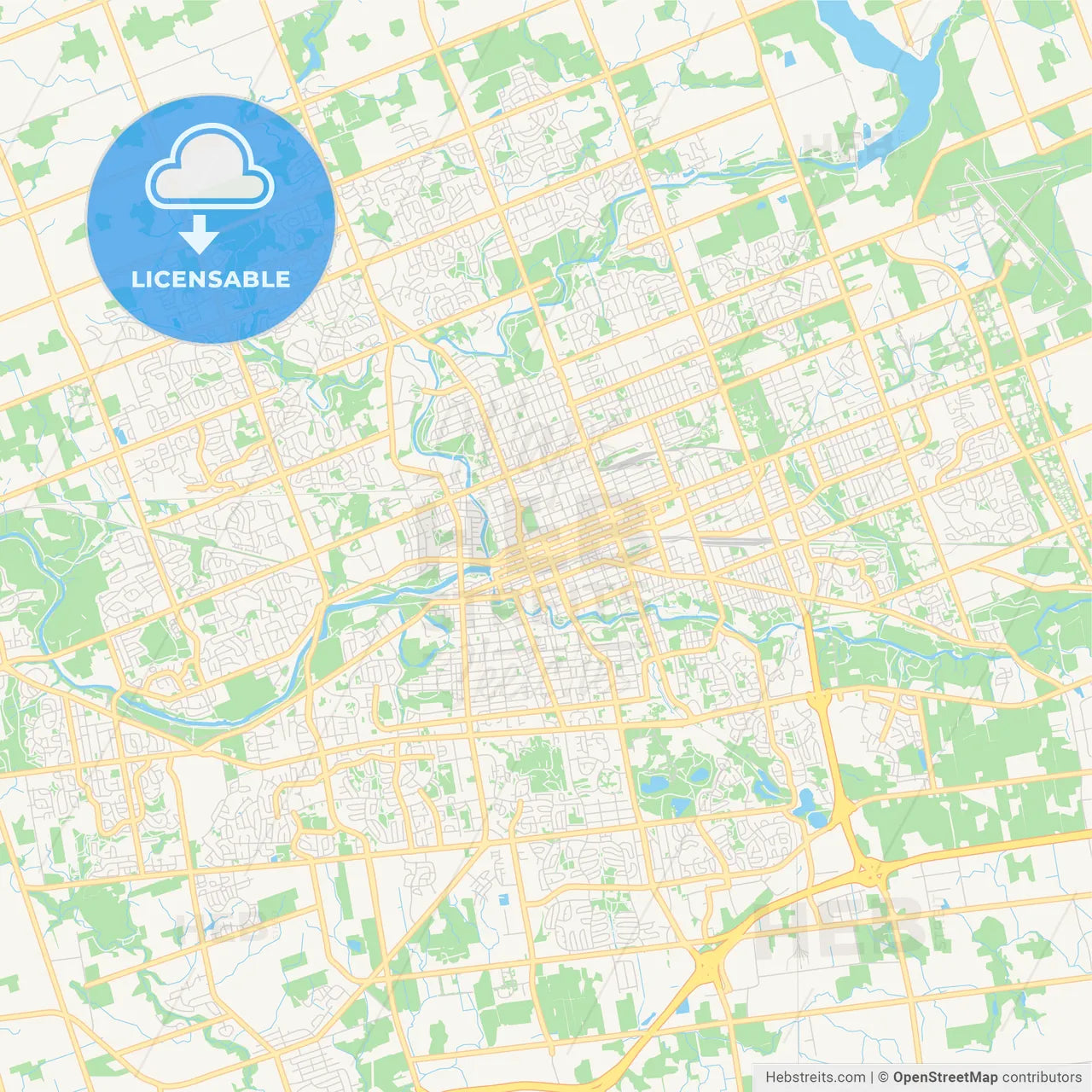 Empty vector map of London, Ontario, Canada