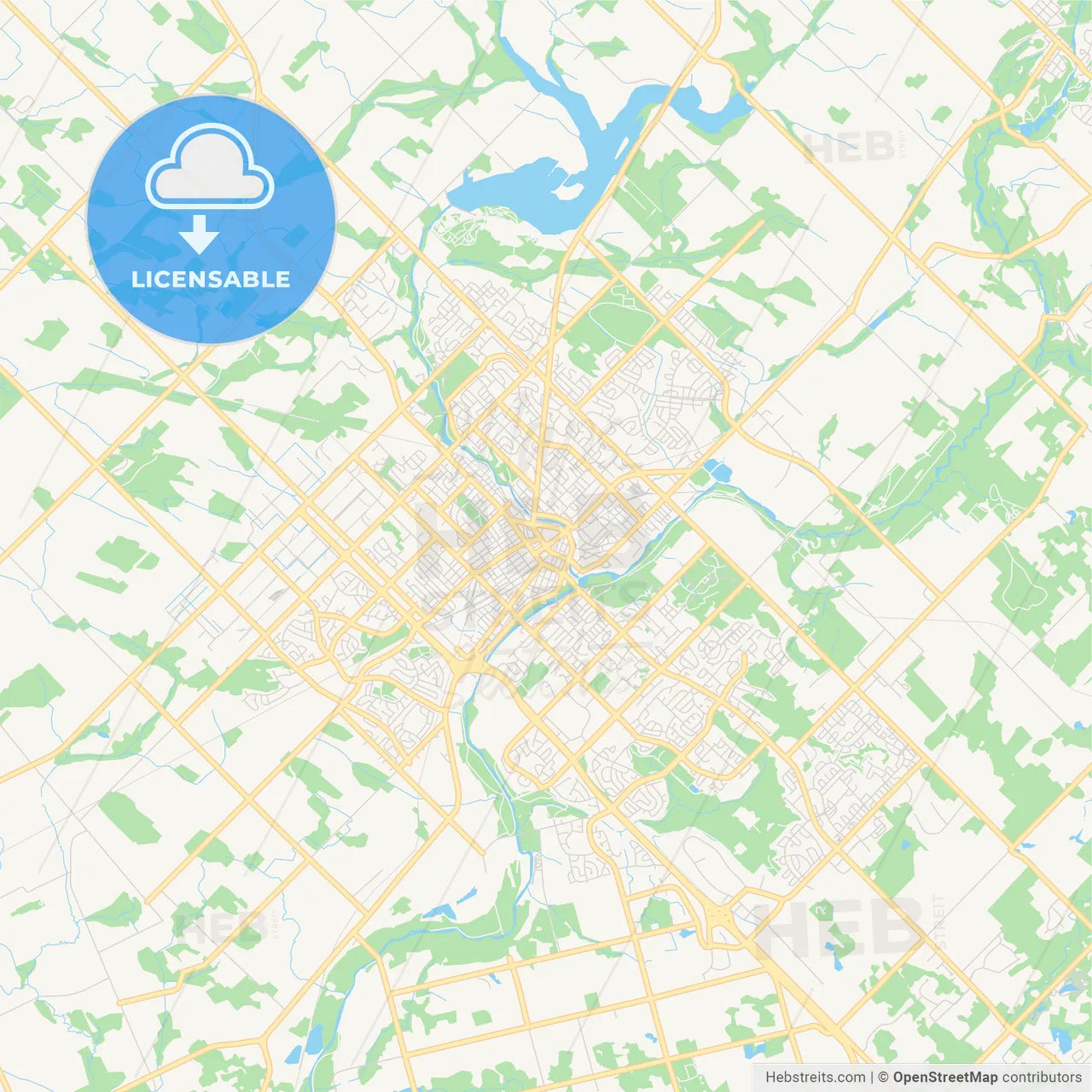 Empty vector map of Guelph, Ontario, Canada