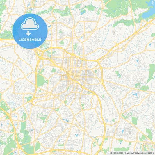 Empty vector map of Durham, North Carolina, USA
