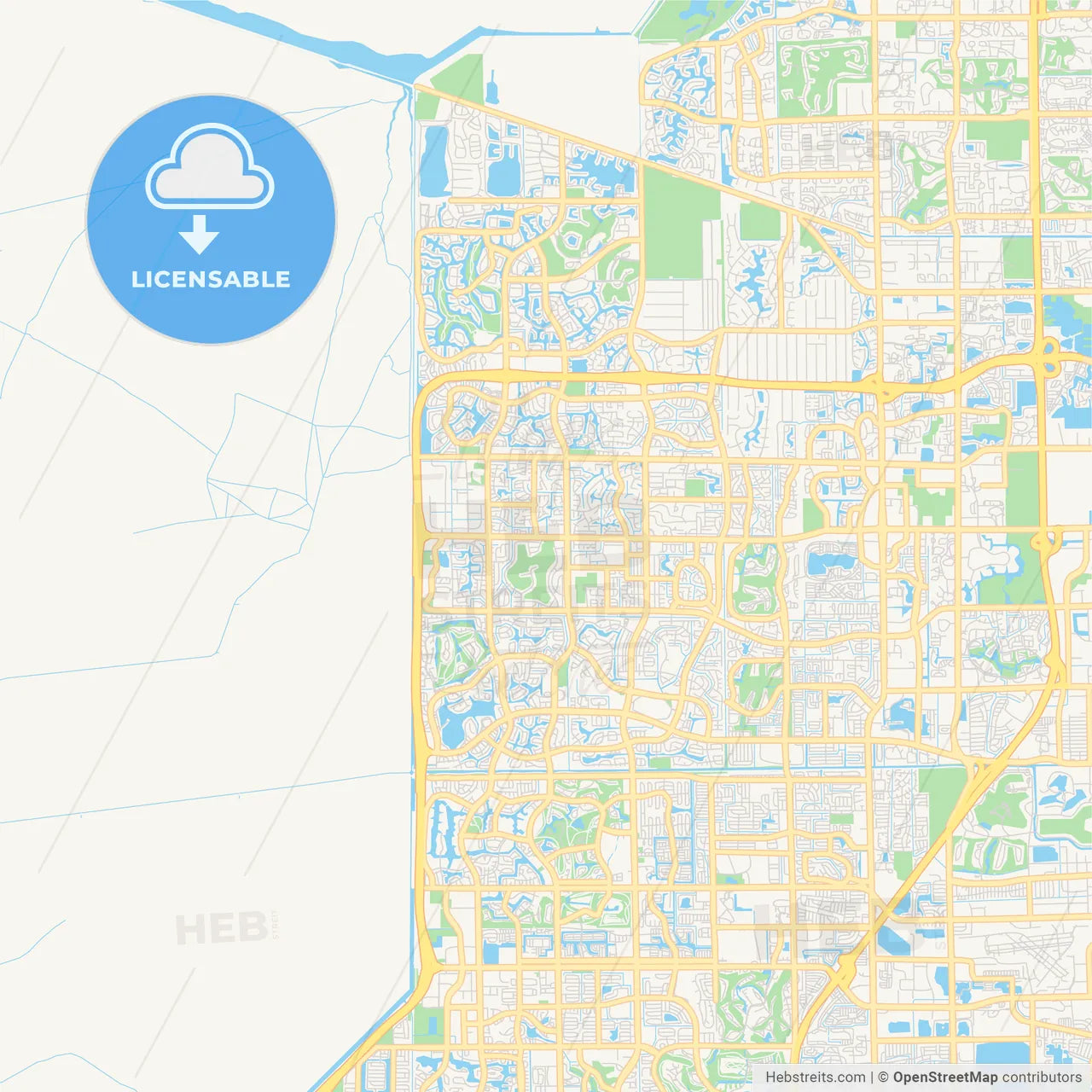 Empty vector map of Coral Springs, Florida, USA