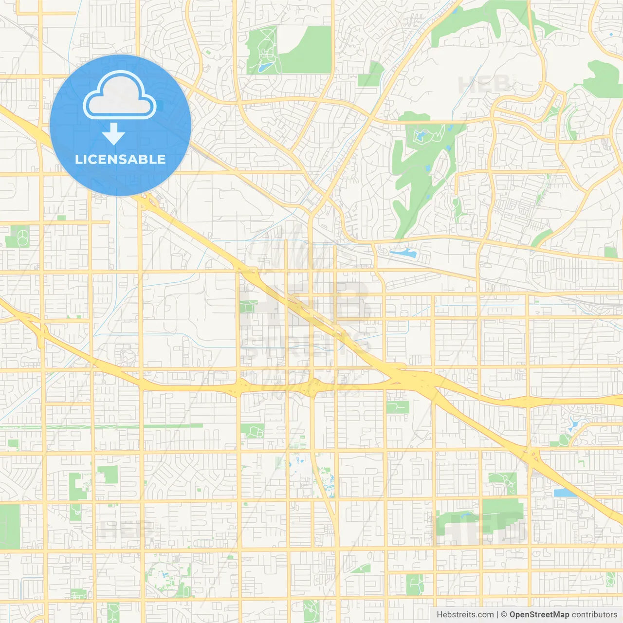 Empty vector map of Buena Park, California, USA
