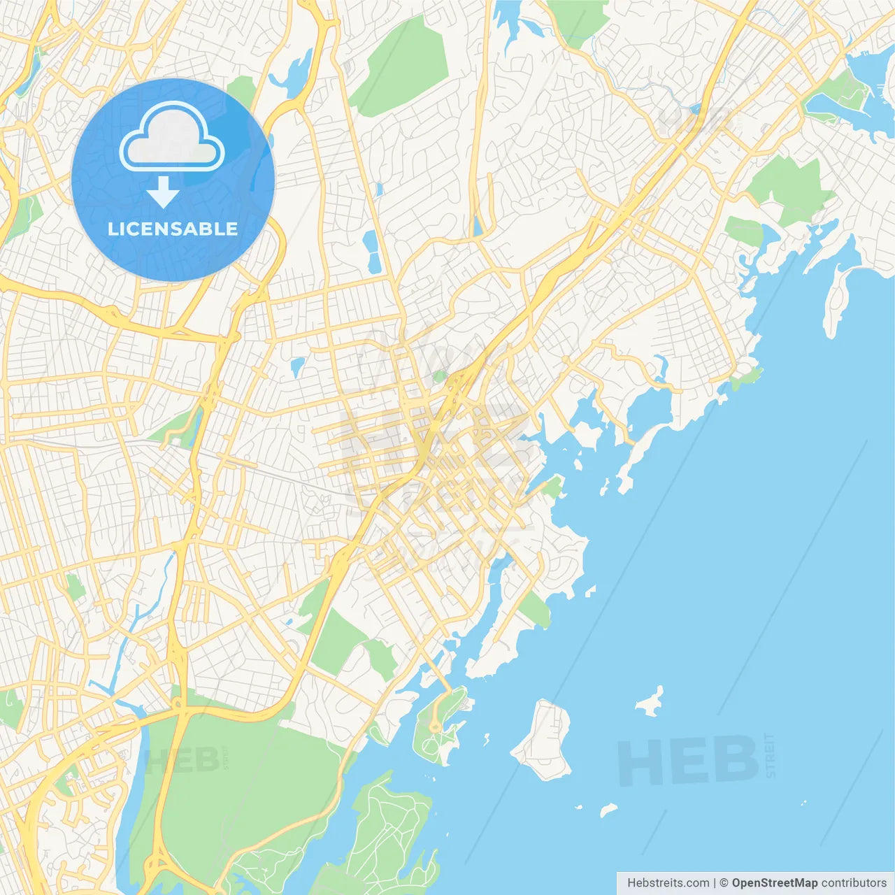 Empty vector map of New Rochelle, New York, USA