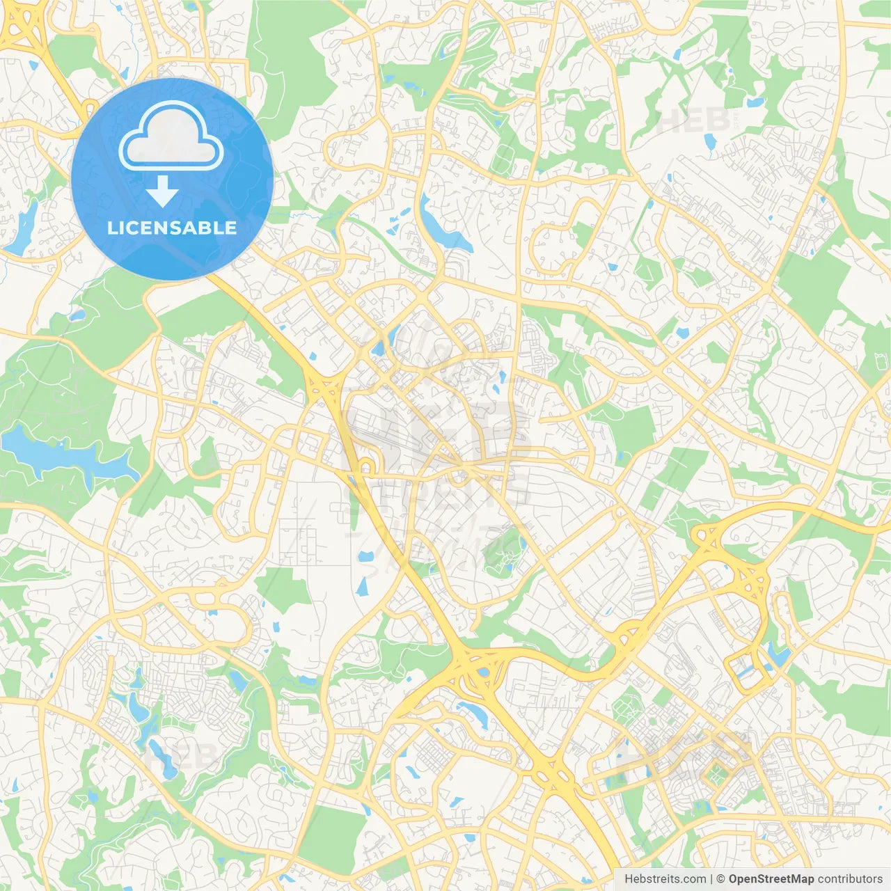 Empty vector map of Gaithersburg, Maryland, USA