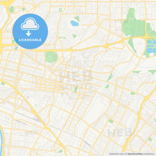 Empty vector map of Montebello, California, USA