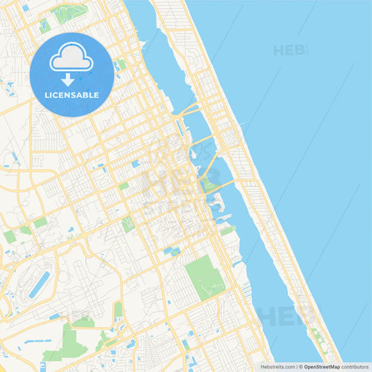 Empty vector map of Daytona Beach, Florida, USA