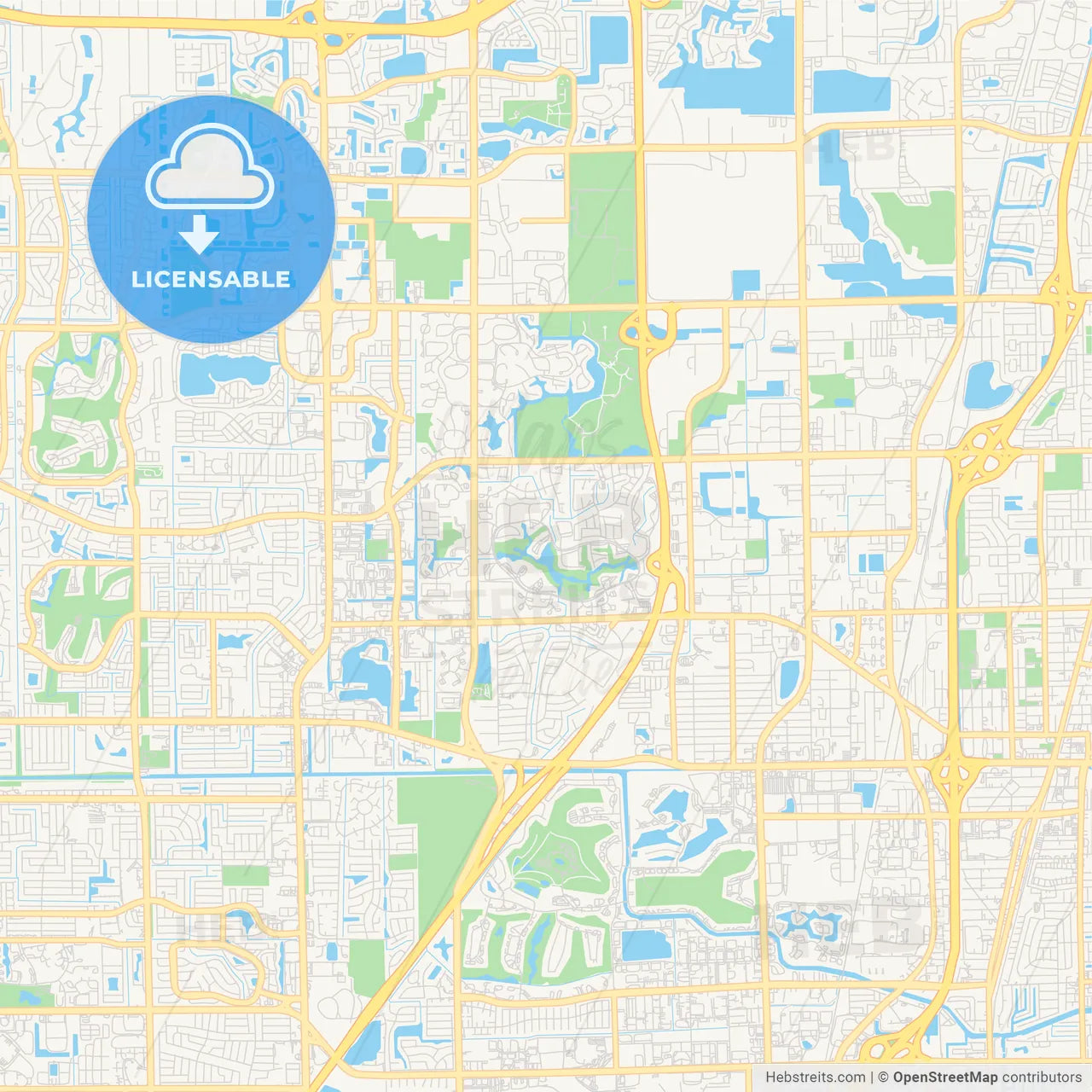 Empty vector map of Coconut Creek, Florida, USA