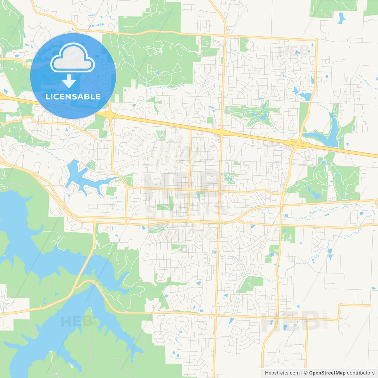 Empty vector map of Blue Springs, Missouri, USA