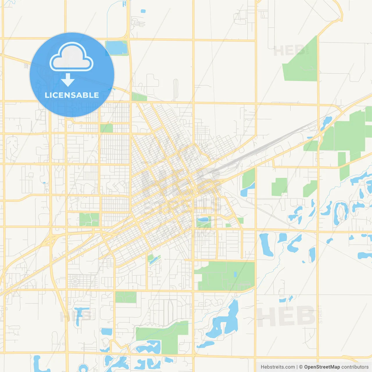 Empty vector map of Grand Island, Nebraska, United States of America