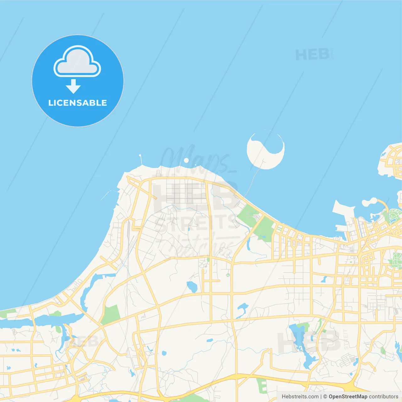 Printable street map of Haikou, China