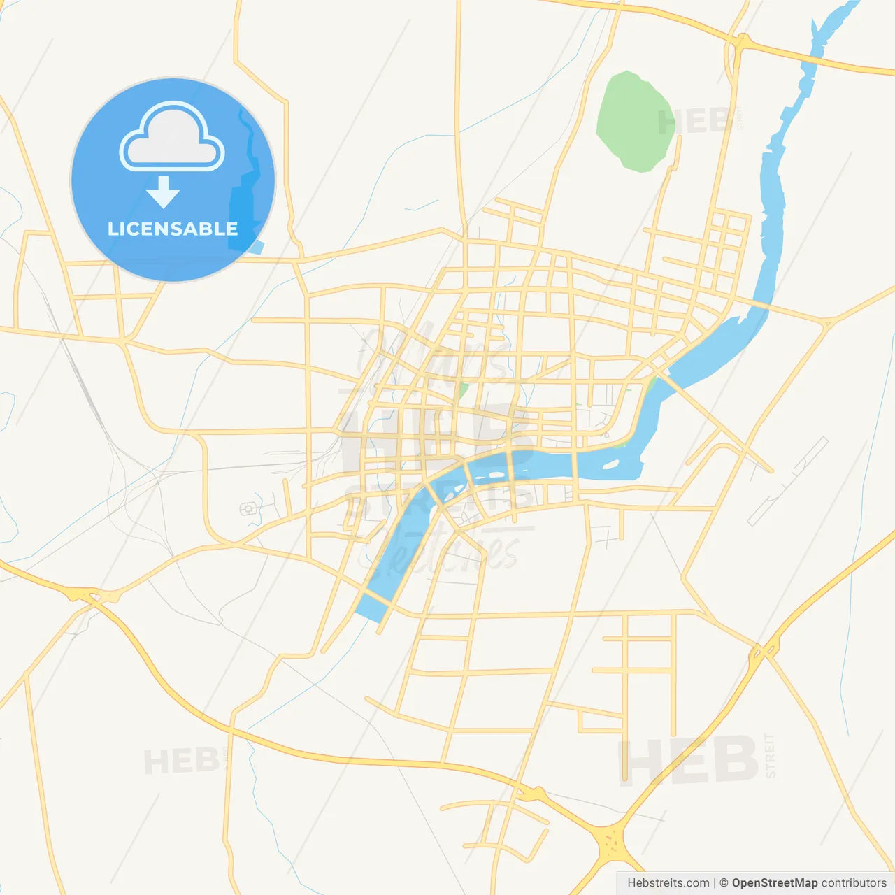 Printable street map of Nanyang, China