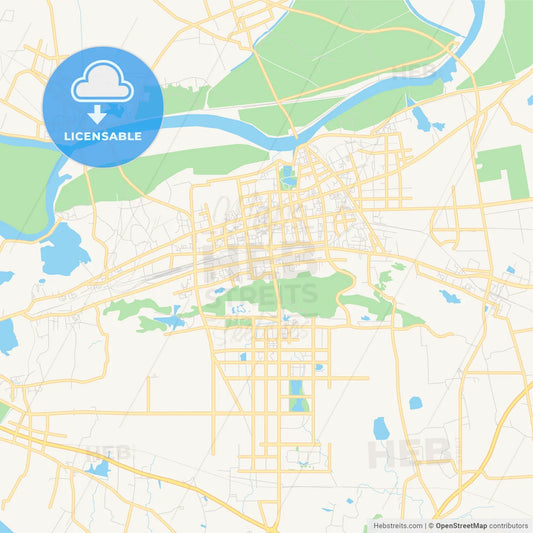 Printable street map of Huainan, China