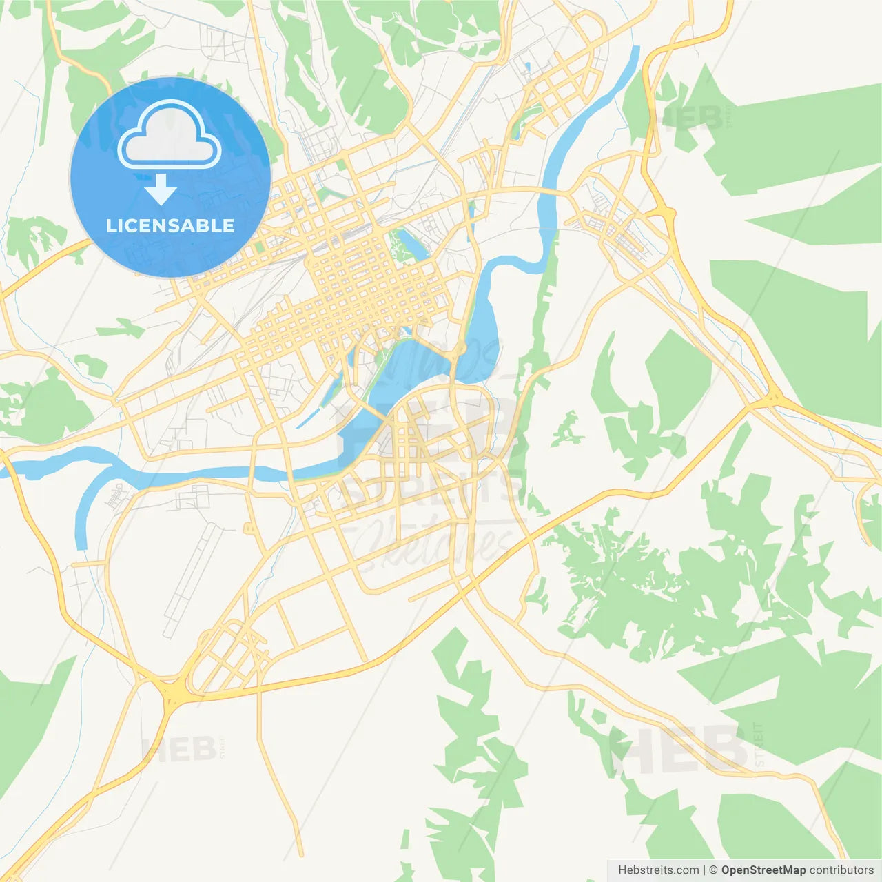 Printable street map of Mudanjiang, China
