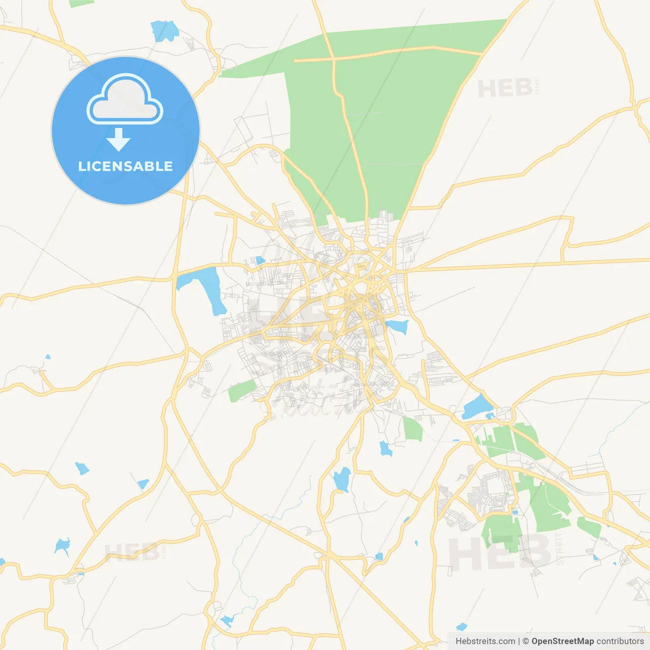 Printable street map of Hubli–Dharwad, India