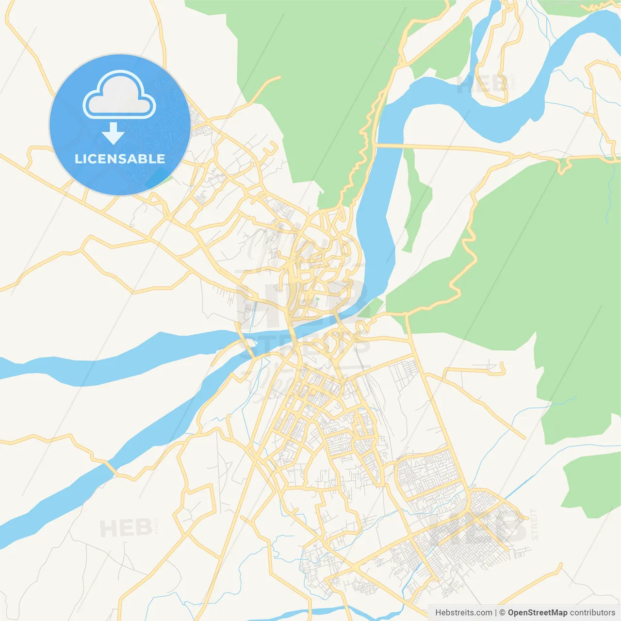 Printable street map of Jammu, India
