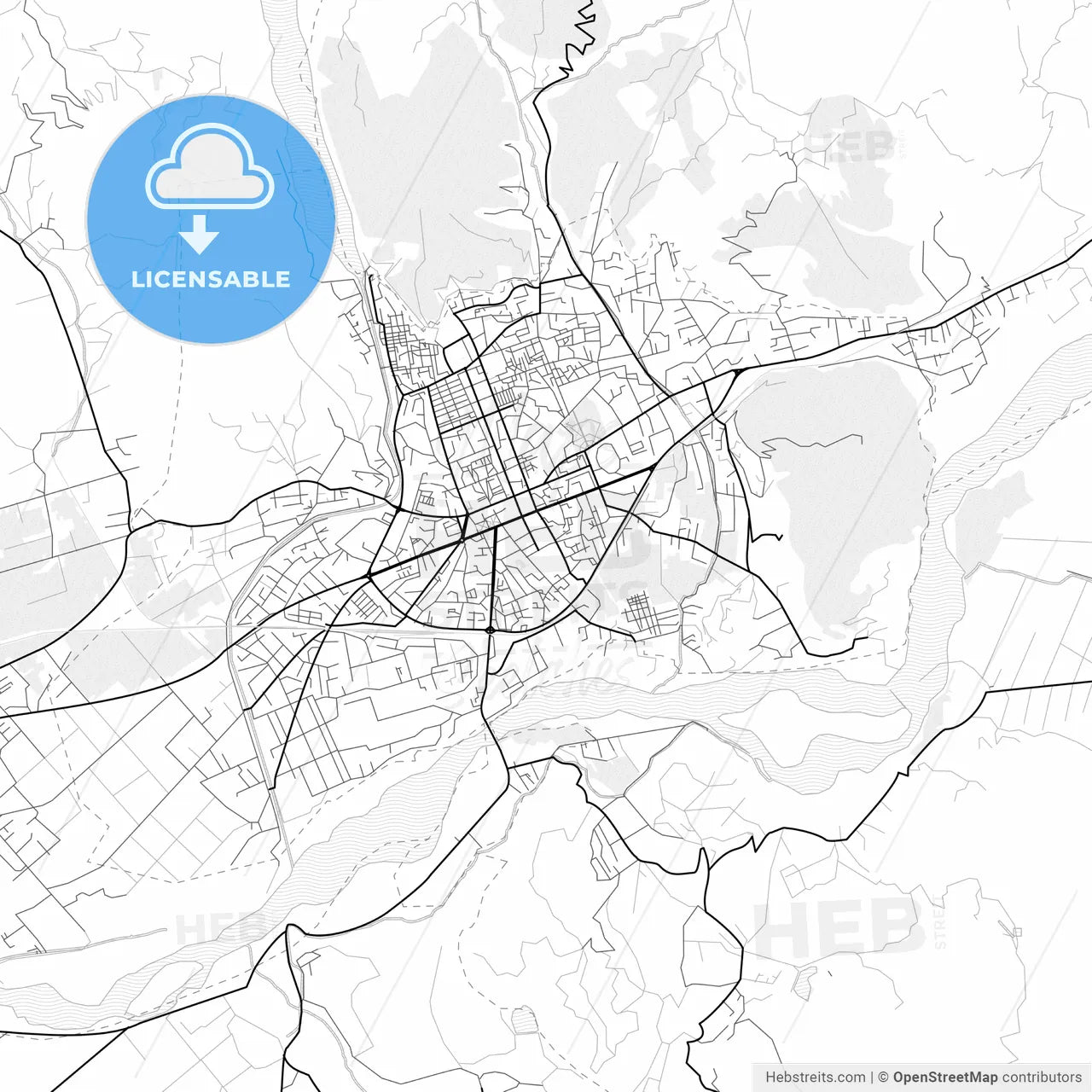 Vector PDF map of Elbasan, Albania