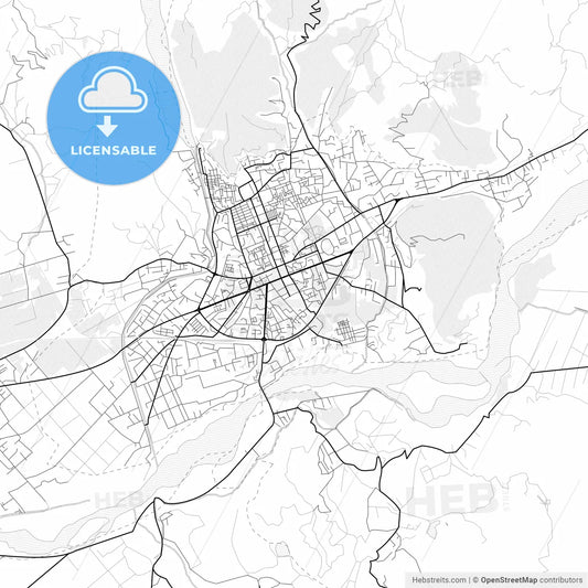 Vector PDF map of Elbasan, Albania