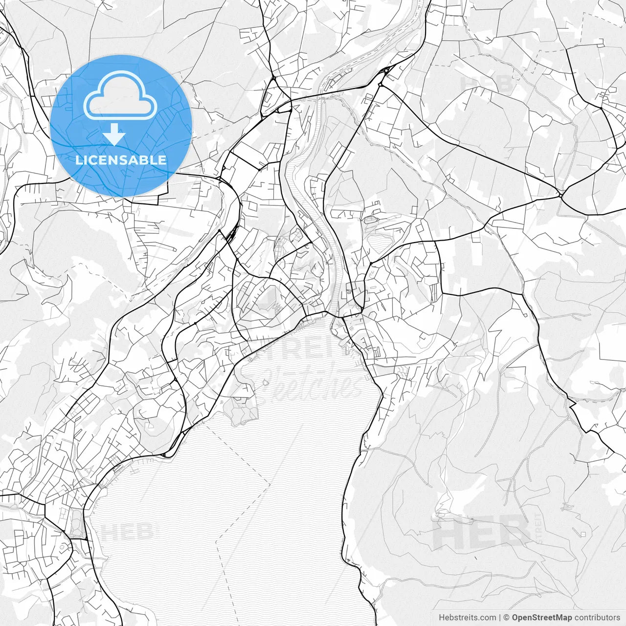Vector PDF map of Gmunden, Austria