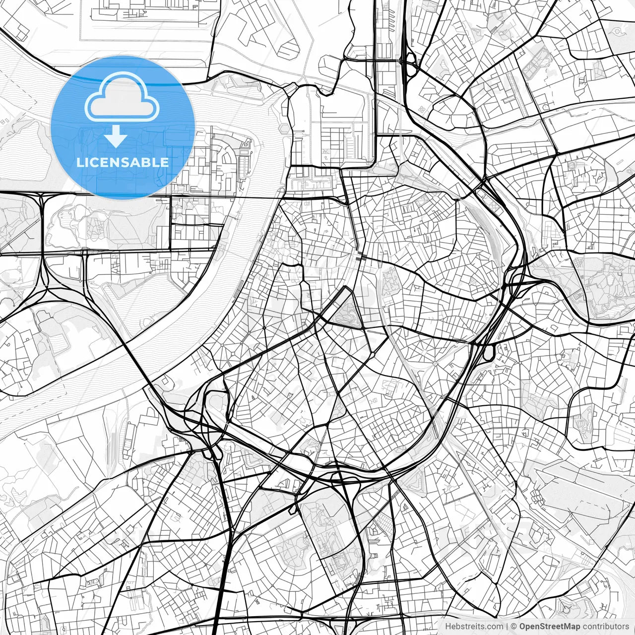 Vector PDF map of Antwerp, Belgium