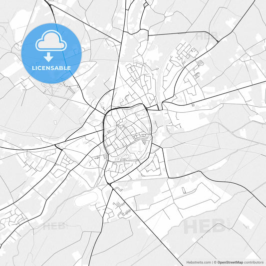 Vector PDF map of Tongeren, Belgium