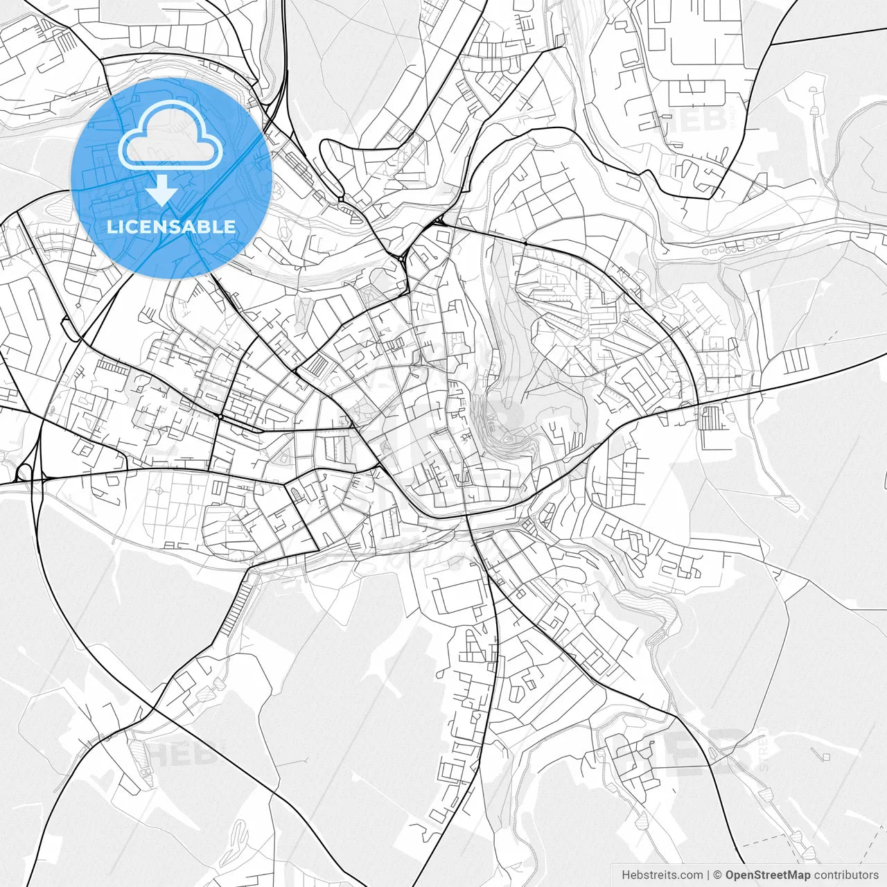 Vector PDF map of Jihlava, Czechia
