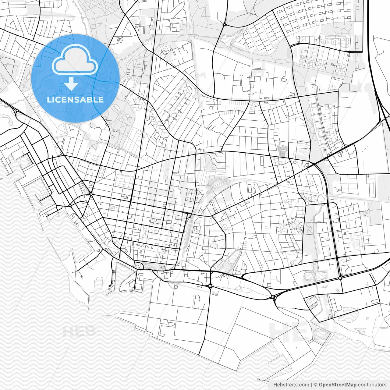 Vector PDF map of Esbjerg, Denmark