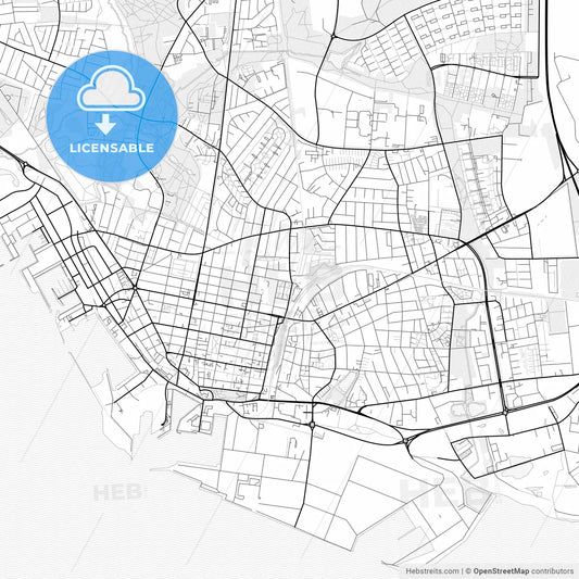 Vector PDF map of Esbjerg, Denmark