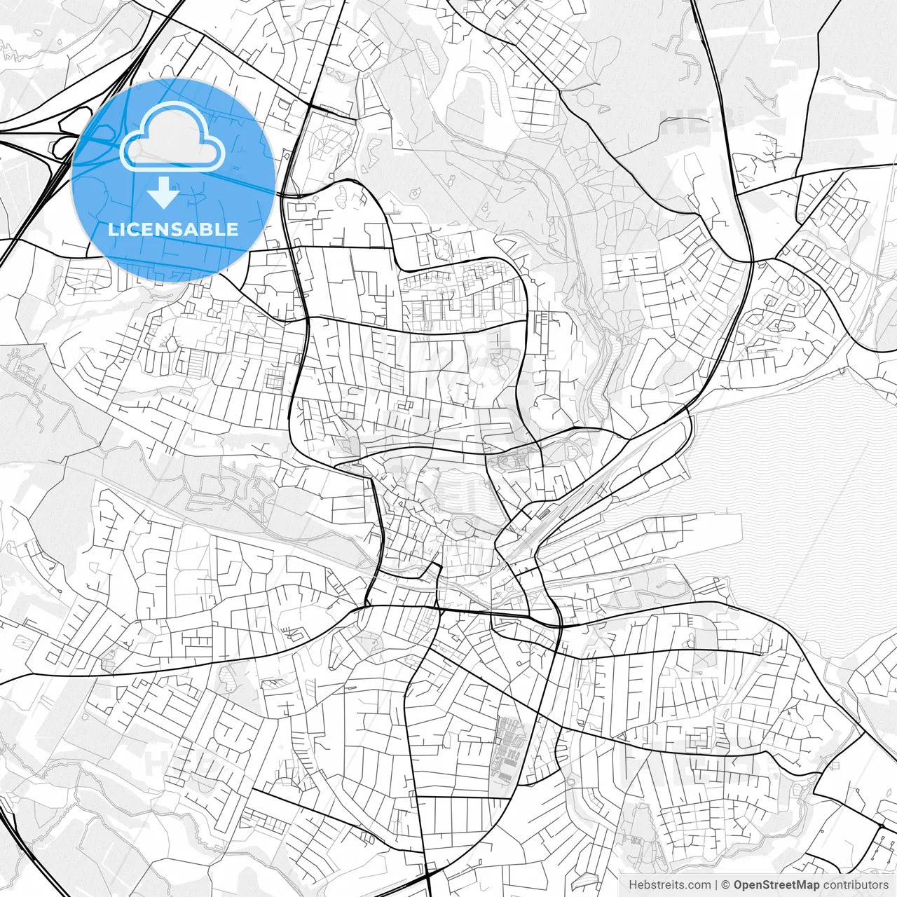 Vector PDF map of Kolding, Denmark