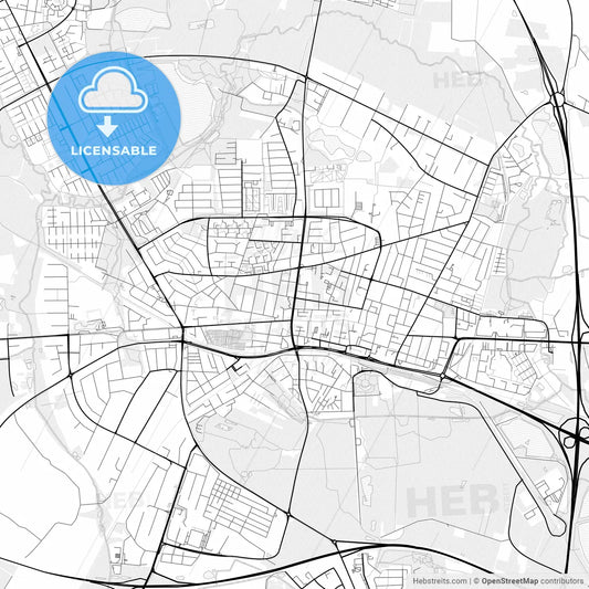 Vector PDF map of Herning, Denmark