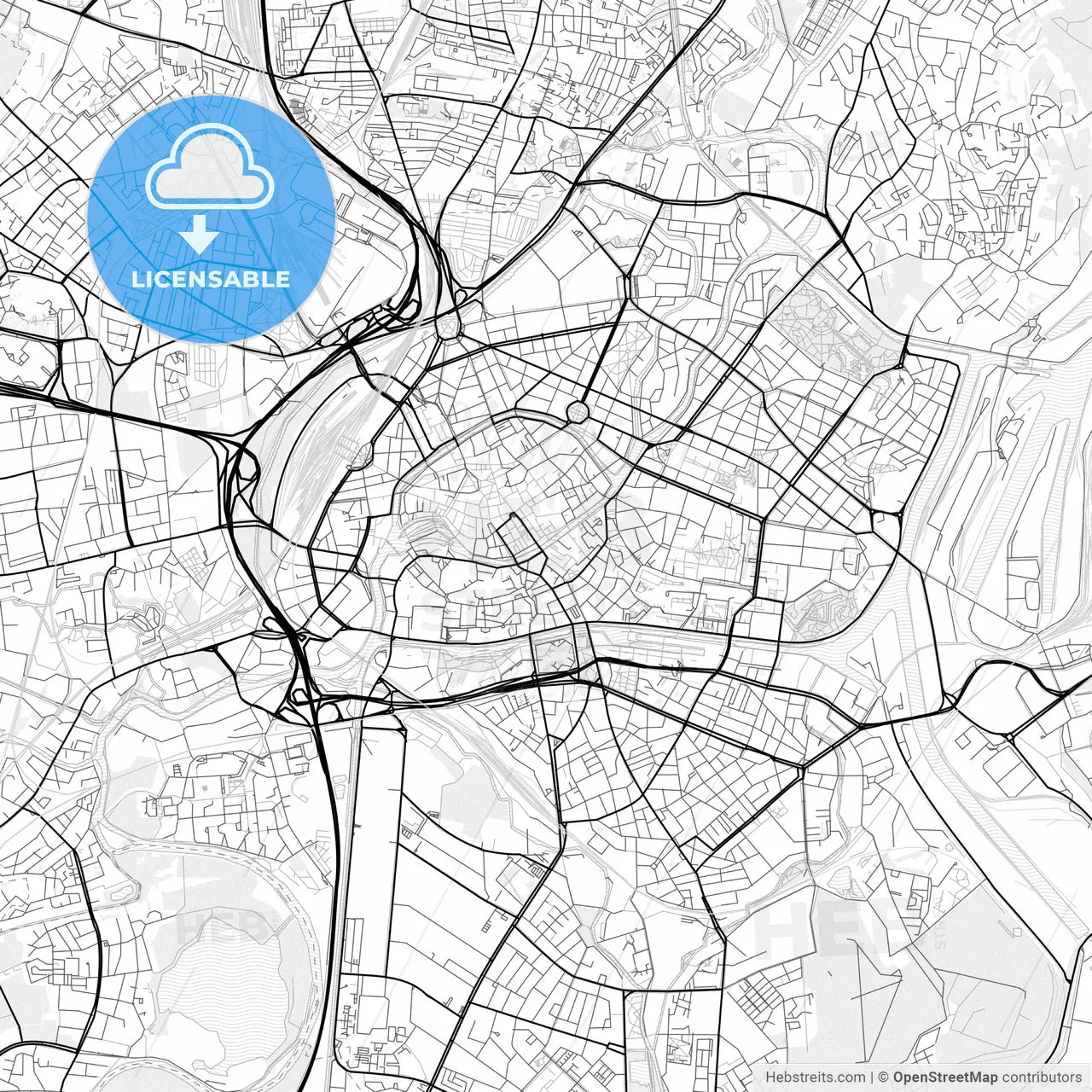 Vector PDF map of Strasbourg, France