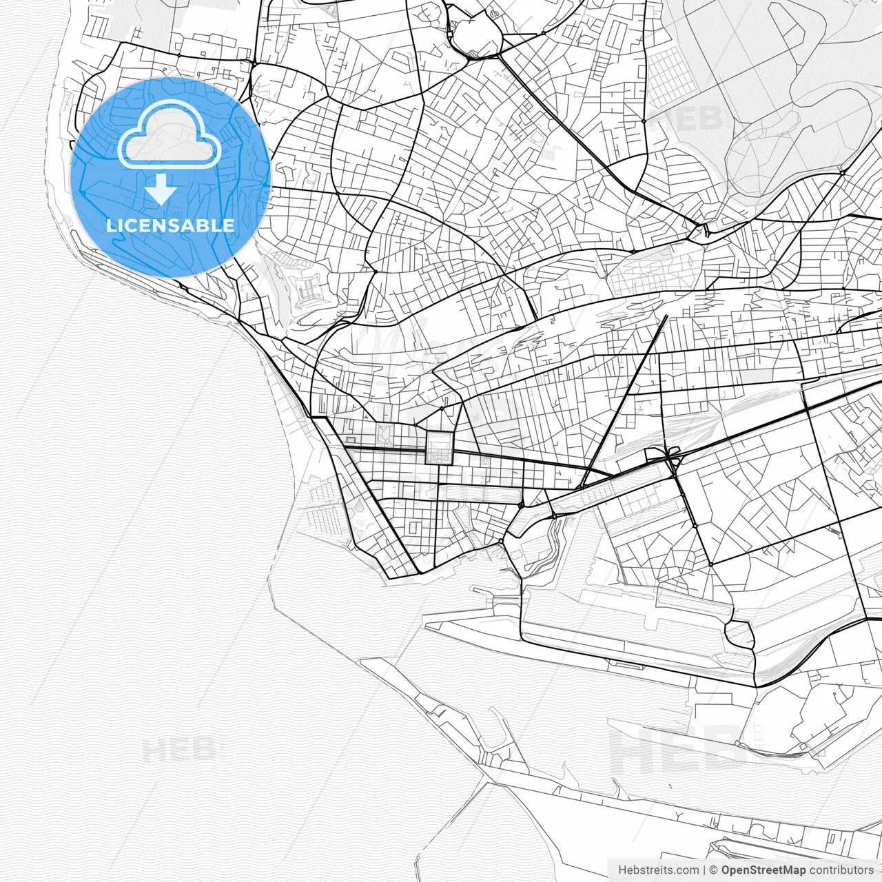 Vector PDF map of Le Havre, France