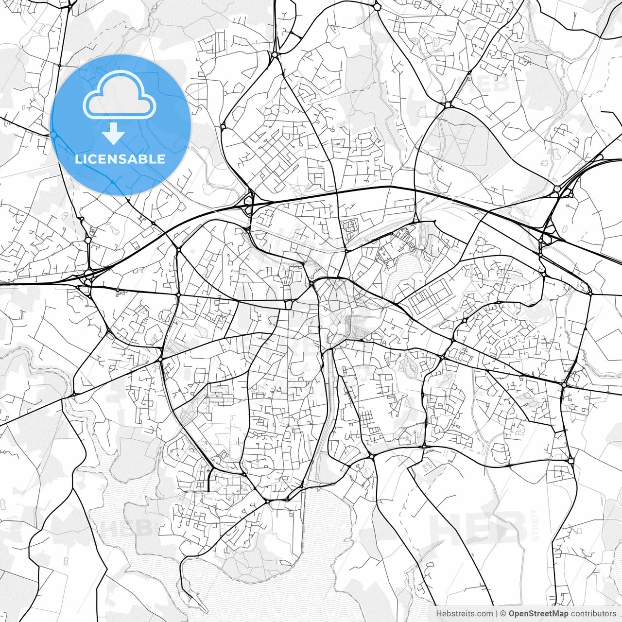 Vector PDF map of Vannes, France