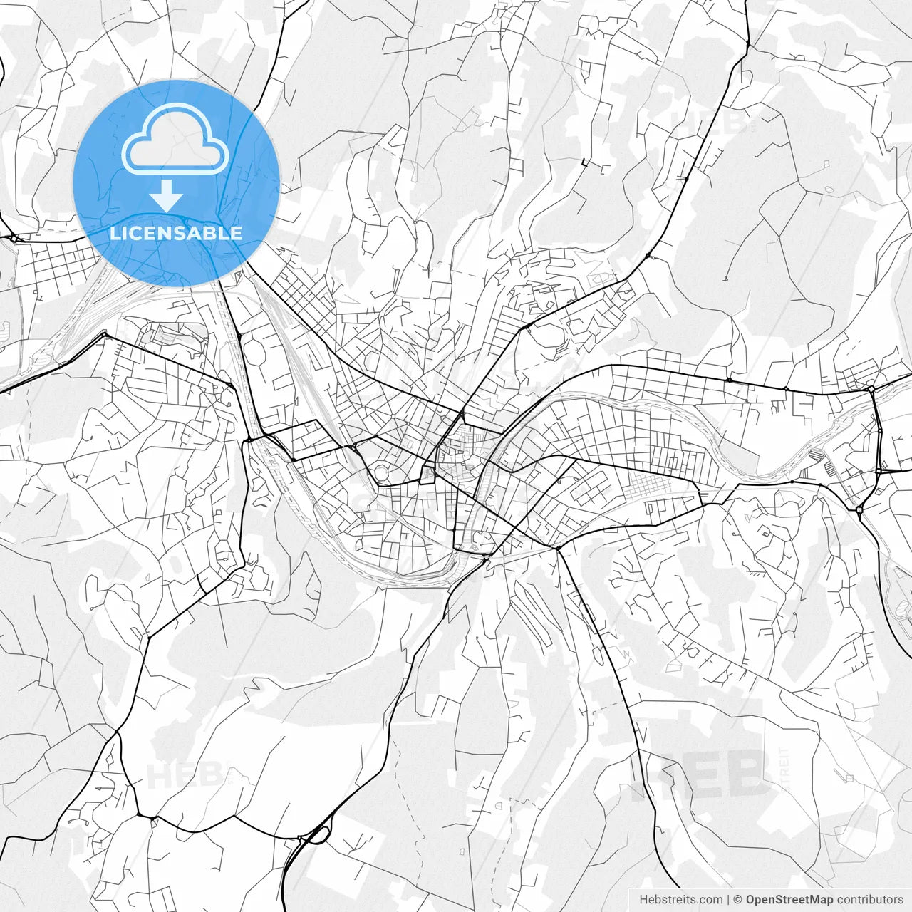 Vector PDF map of Périgueux, France