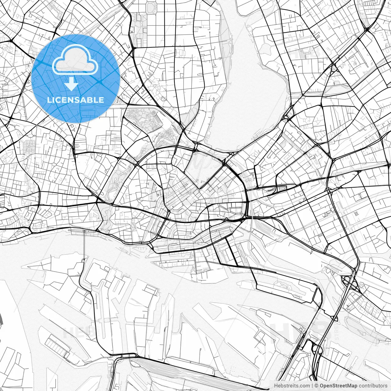 Vector PDF map of Hamburg, Germany