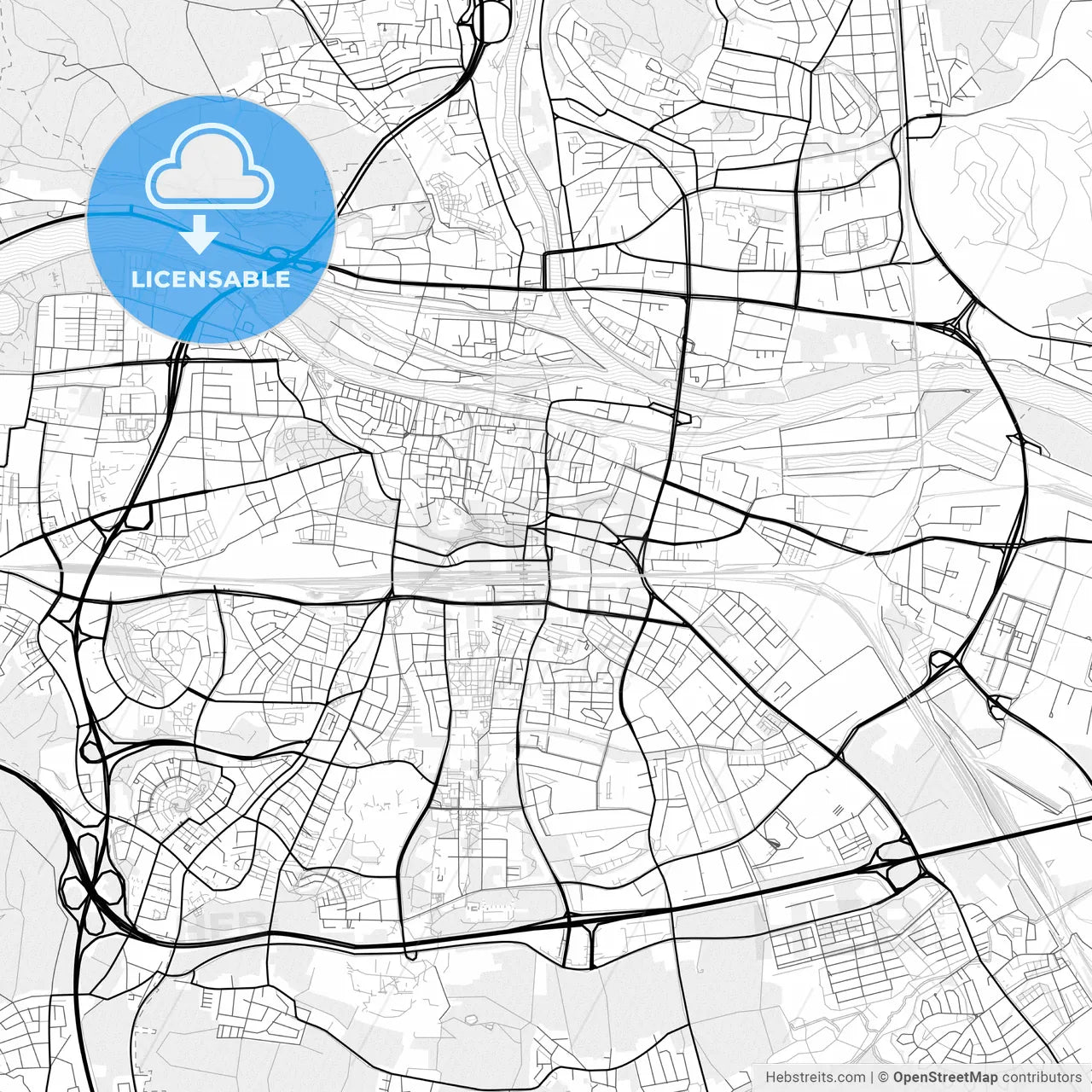 Vector PDF map of Regensburg, Germany